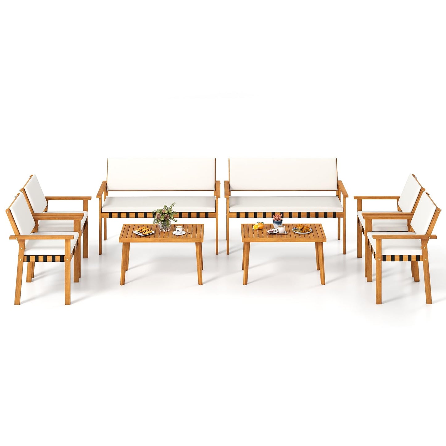 Ensemble de meubles de patio en bois Tangkula 4 pièces pour le jardin