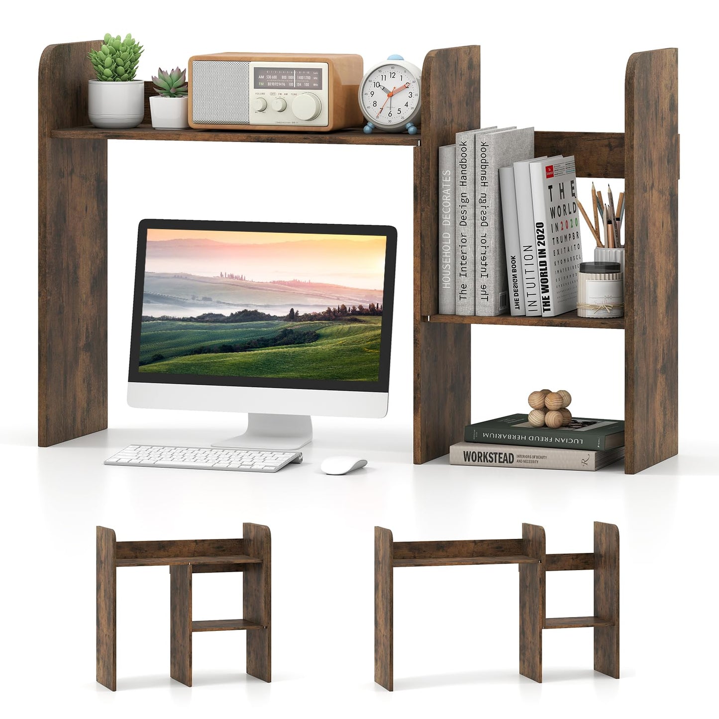Tangkula Extendable Desktop Bookshelf for Home Office