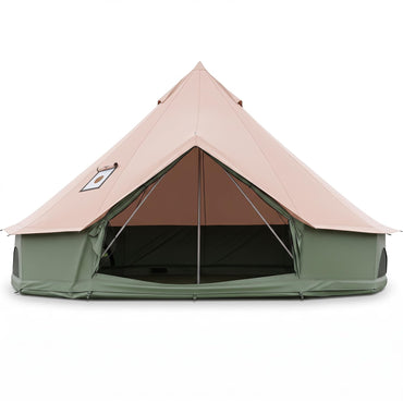 Tangkula Waterproof Bell Tent with Stove Jack Accommodates and Mesh Windows Doors