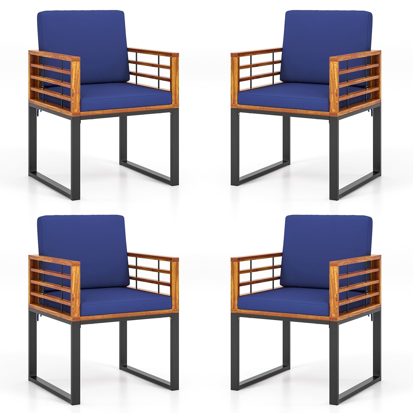 Tangkula Acacia Wood Outdoor Dining Chairs Set of 2/4