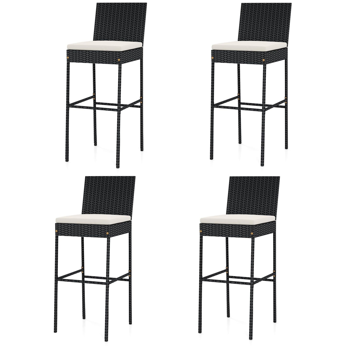 Tangkula Outdoor Bar Height Chair w/Soft Seat Cushion & Cozy Footrest