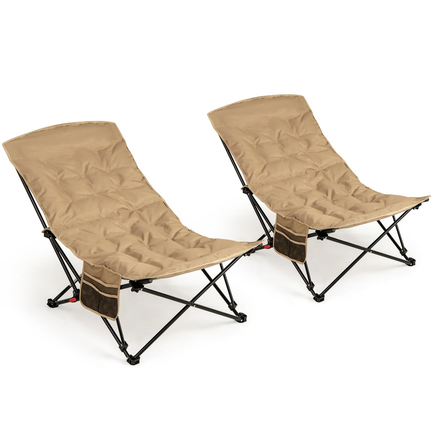 Tangkula Padded Camping Chairs Set for Camp Beach Lawn Fishing Travel Sports