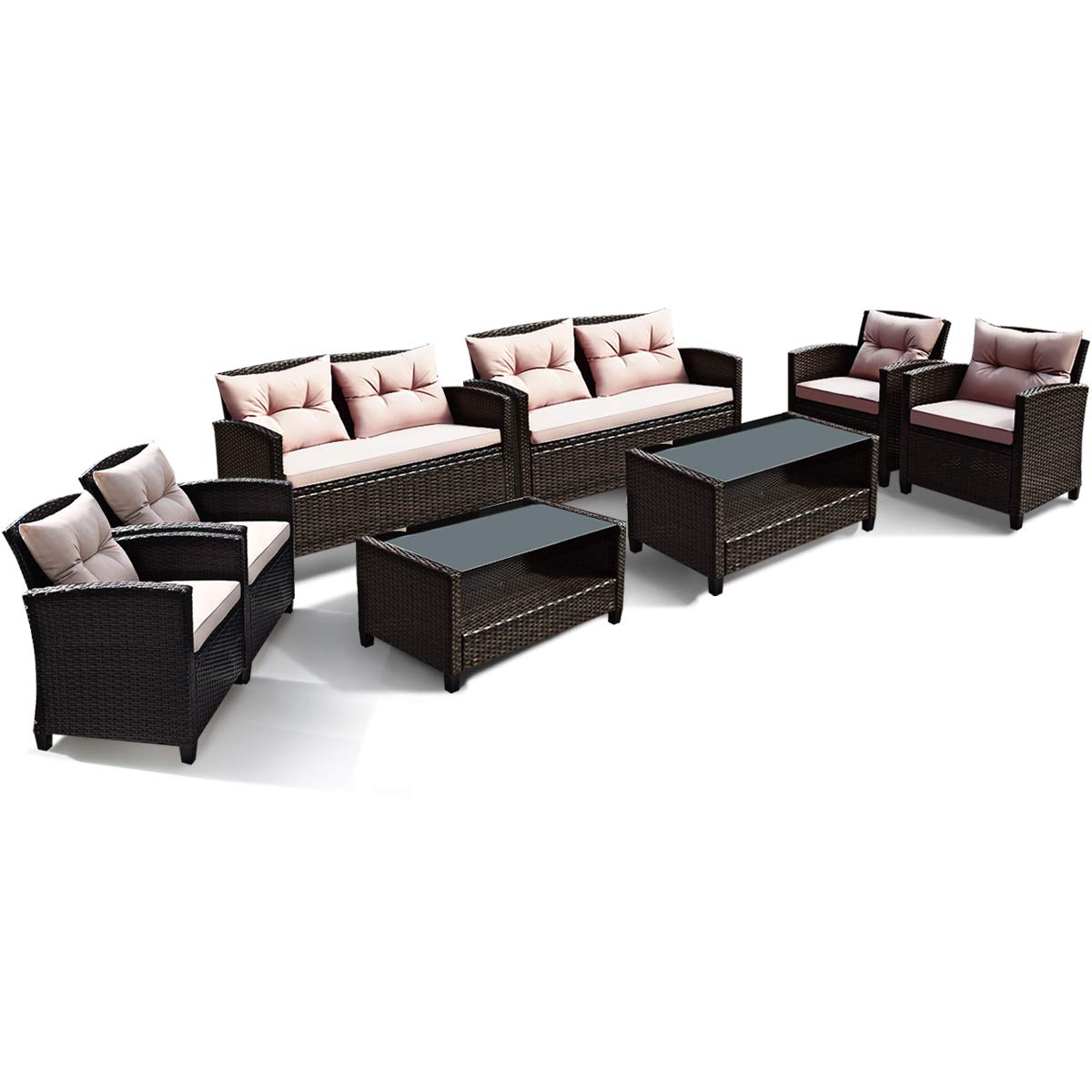 Tangkula Patio Furniture Set Rattan Wicker Chair Set