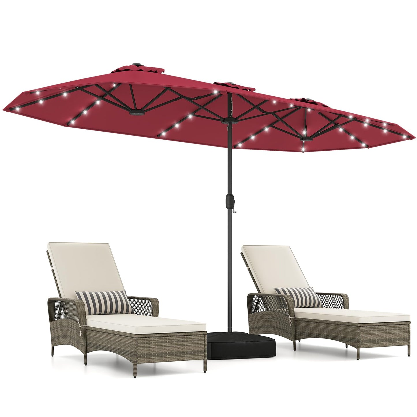 Tangkula 13FT Double-sided Patio Umbrella with Solar Lights