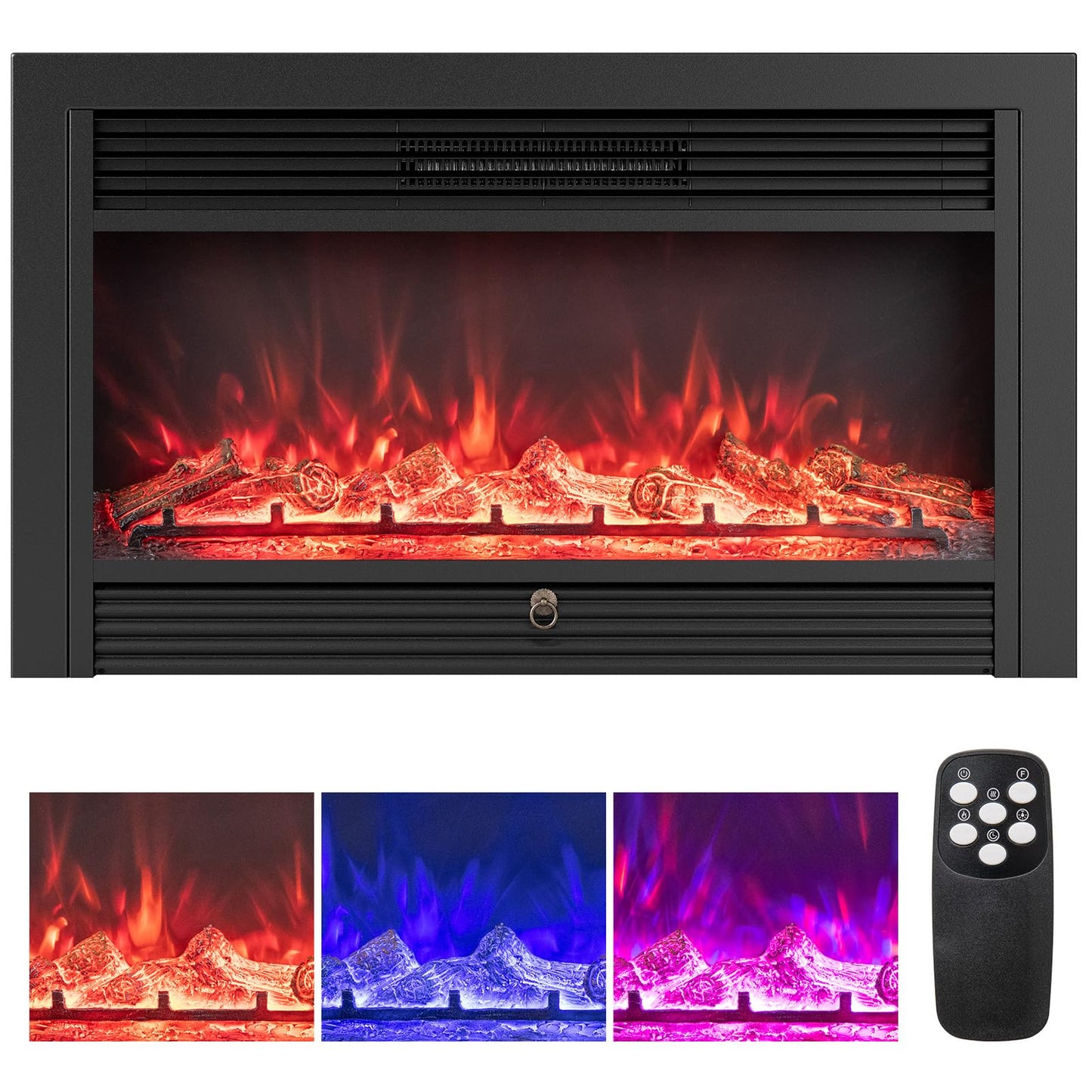 Tangkula 750W/1500W Recessed Fireplace Heater with Remote Control