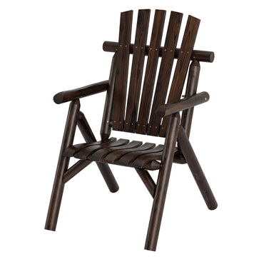 Tangkula Log Wood Patio Chair with Slatted Backrest