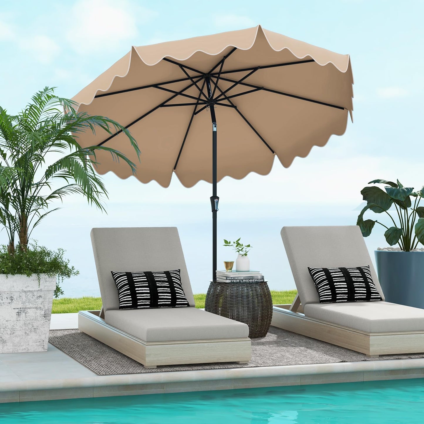 Tangkula 9 FT Patio Umbrella with Crank Handle