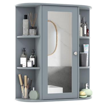 Tangkula Bathroom Medicine Cabinet with Mirror Door and Shelves