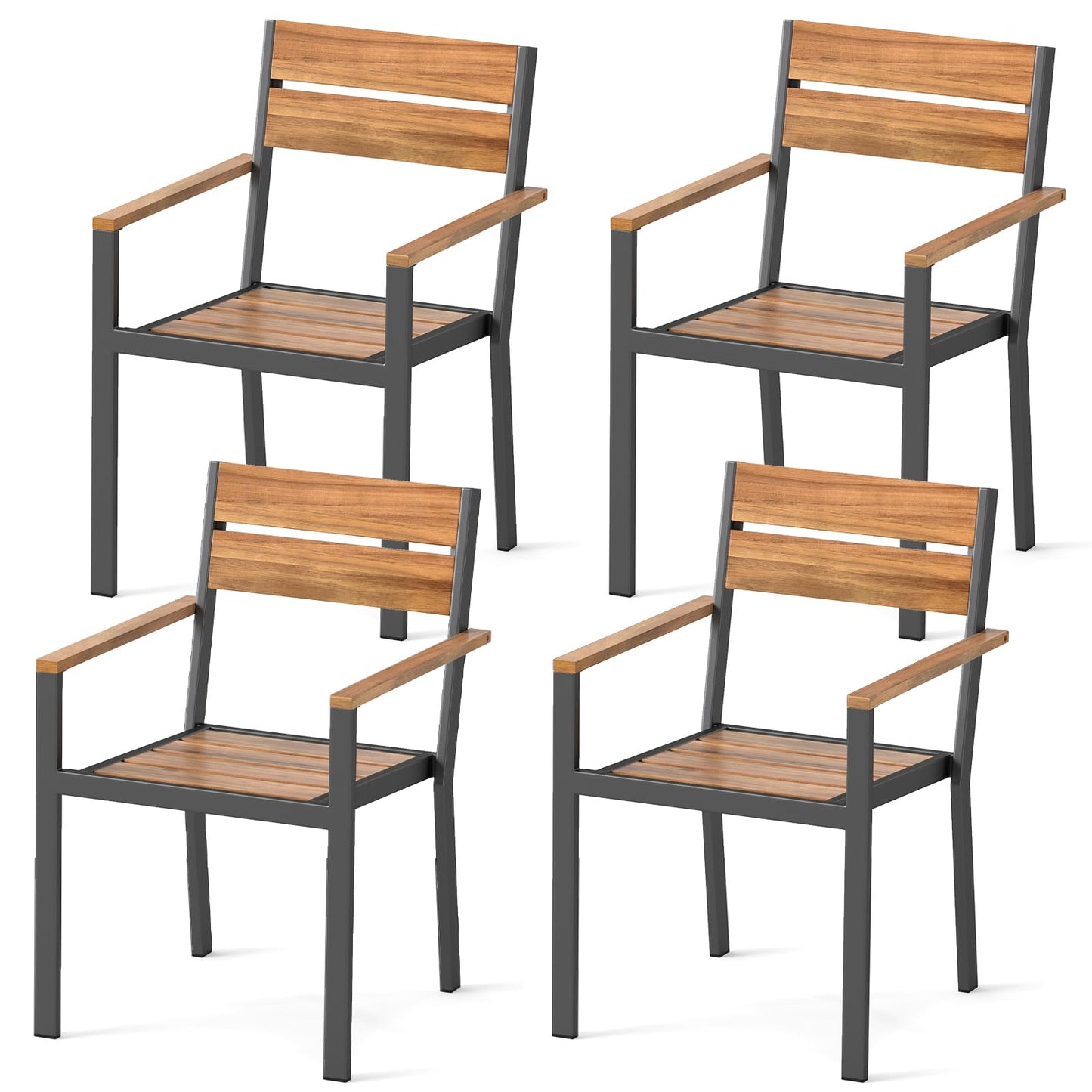 Tangkula Acacia Wood Patio Chairs Set for Deck Garden Yard