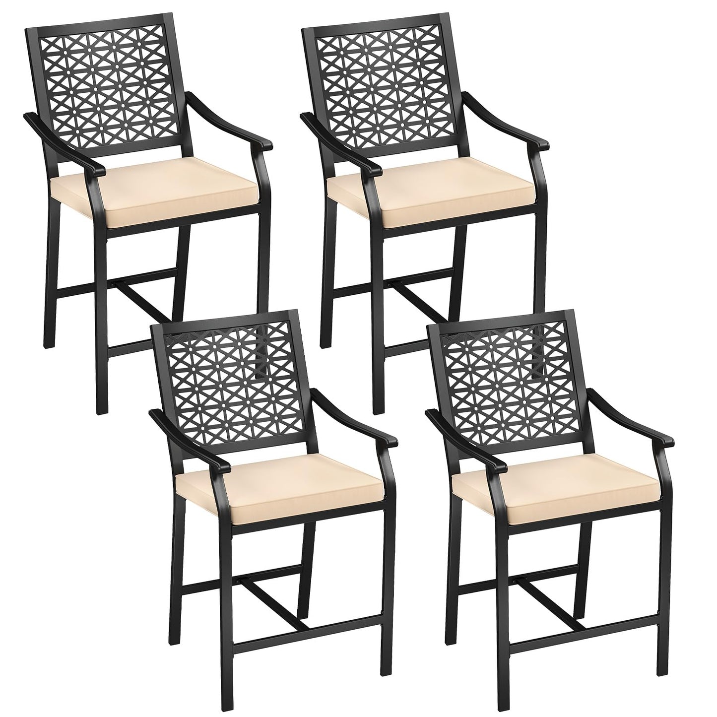 Tangkula Counter Height Patio Bar Chairs with Cushions for Garden