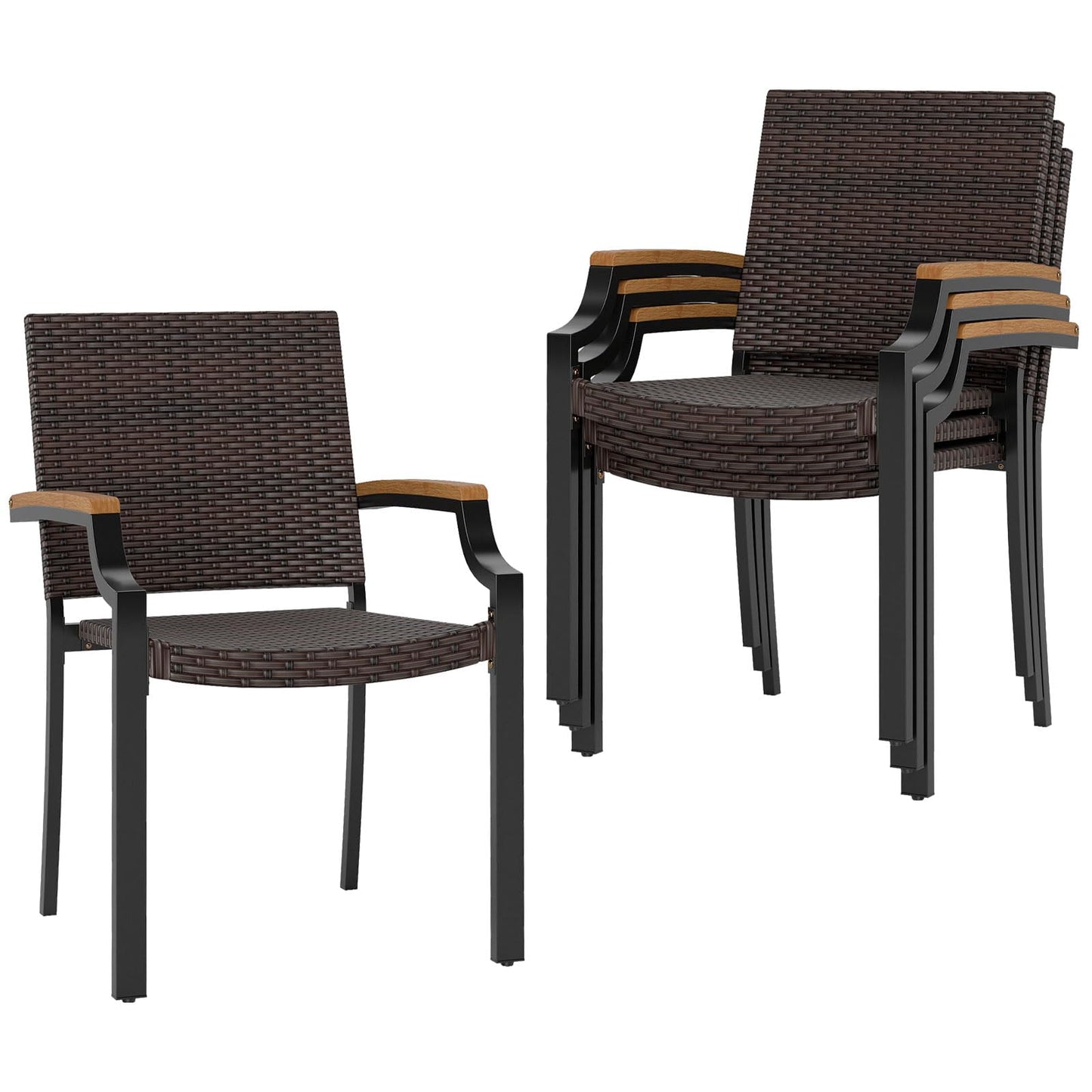 Tangkula Stackable Patio Wicker Dining Chairs Set of 2/4