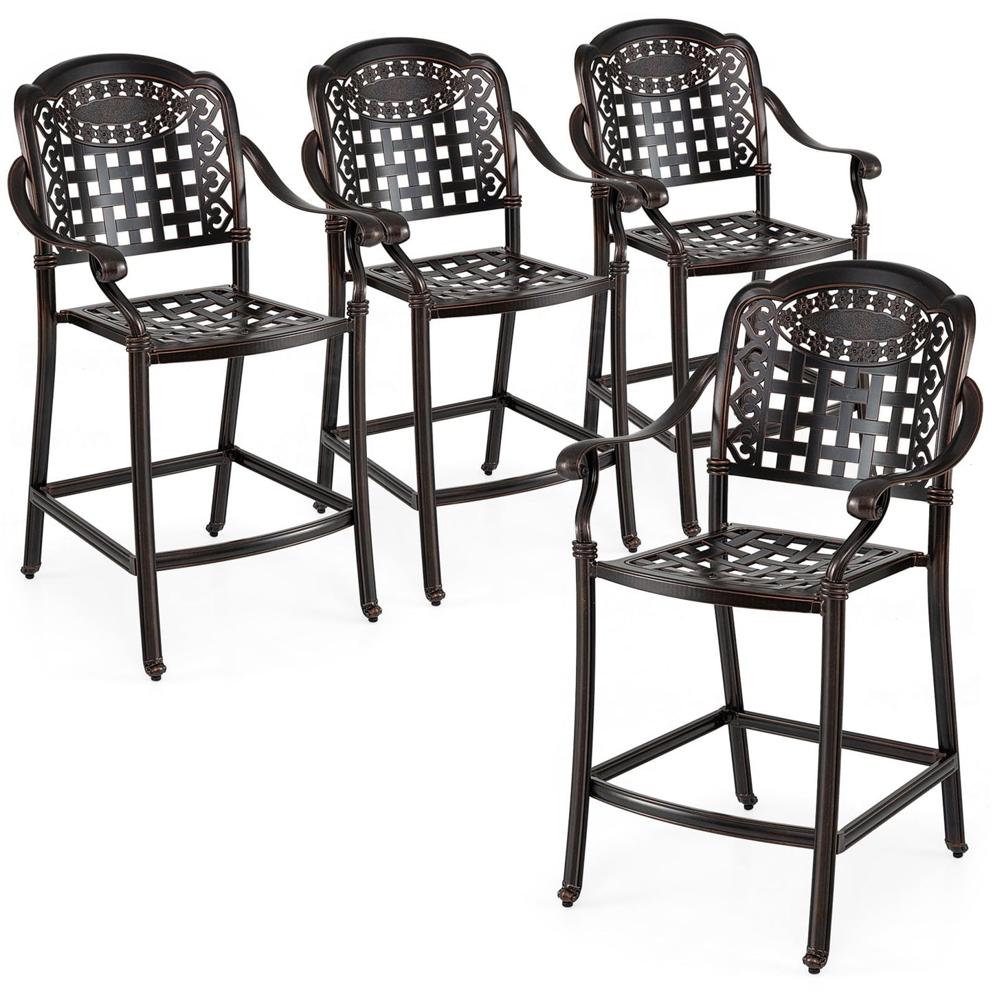 Tangkula Outdoor Cast Aluminum Bar Stool Set of 2/4