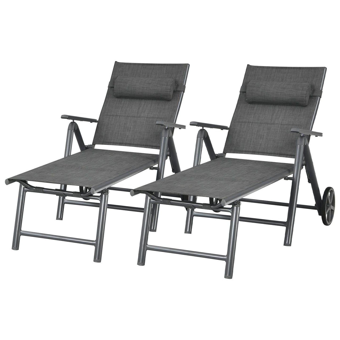 Tangkula Outdoor Folding Padded Lounge Chair W/ 7-Position Backrest