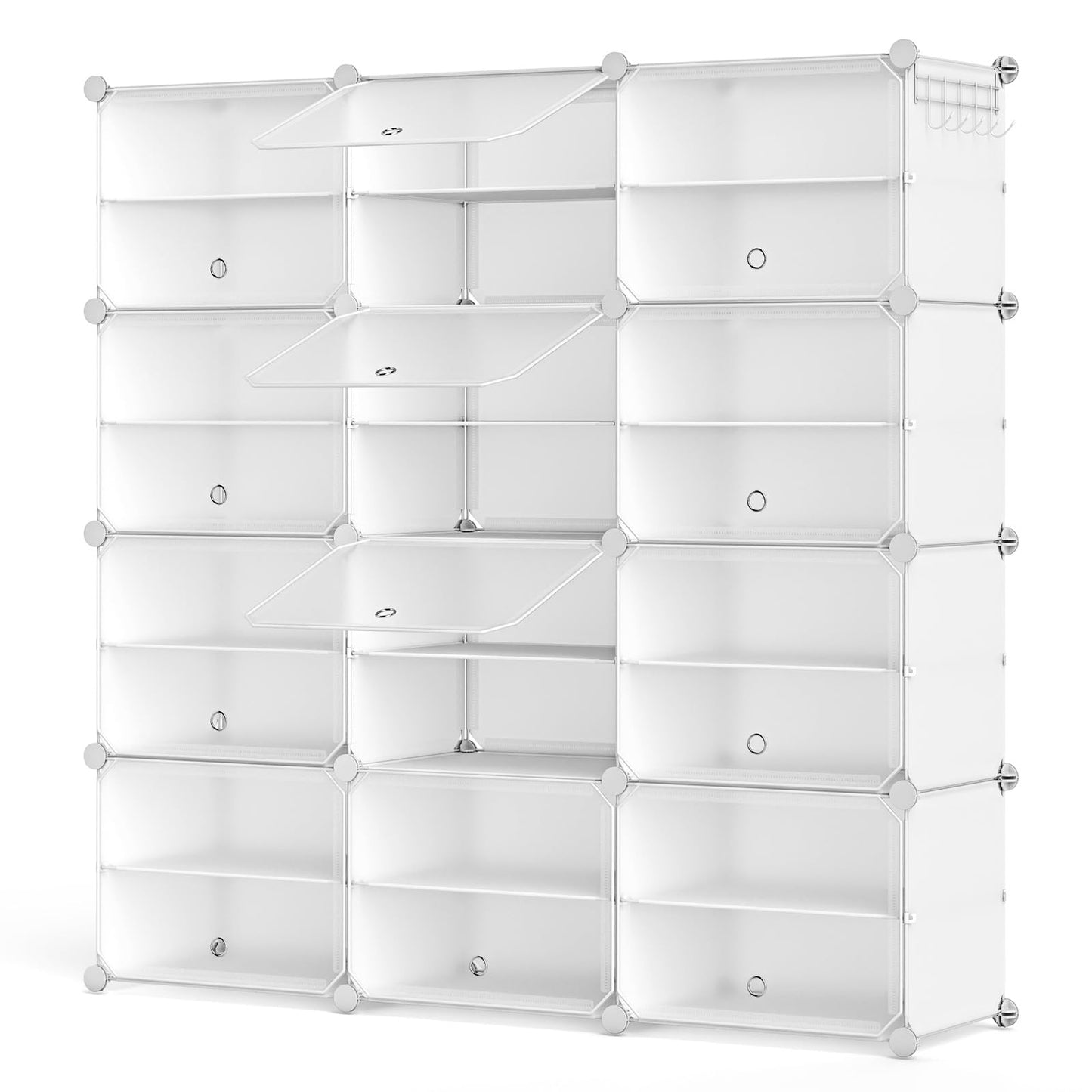 Tangkula 48 Pairs Shoe Rack Organizer, 12-Cube Shoe Storage Cabinet with Removable Shelf