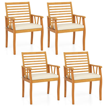 Tangkula Patio Chairs Set of 2/4 with Inclined Backrests and Slatted Seats
