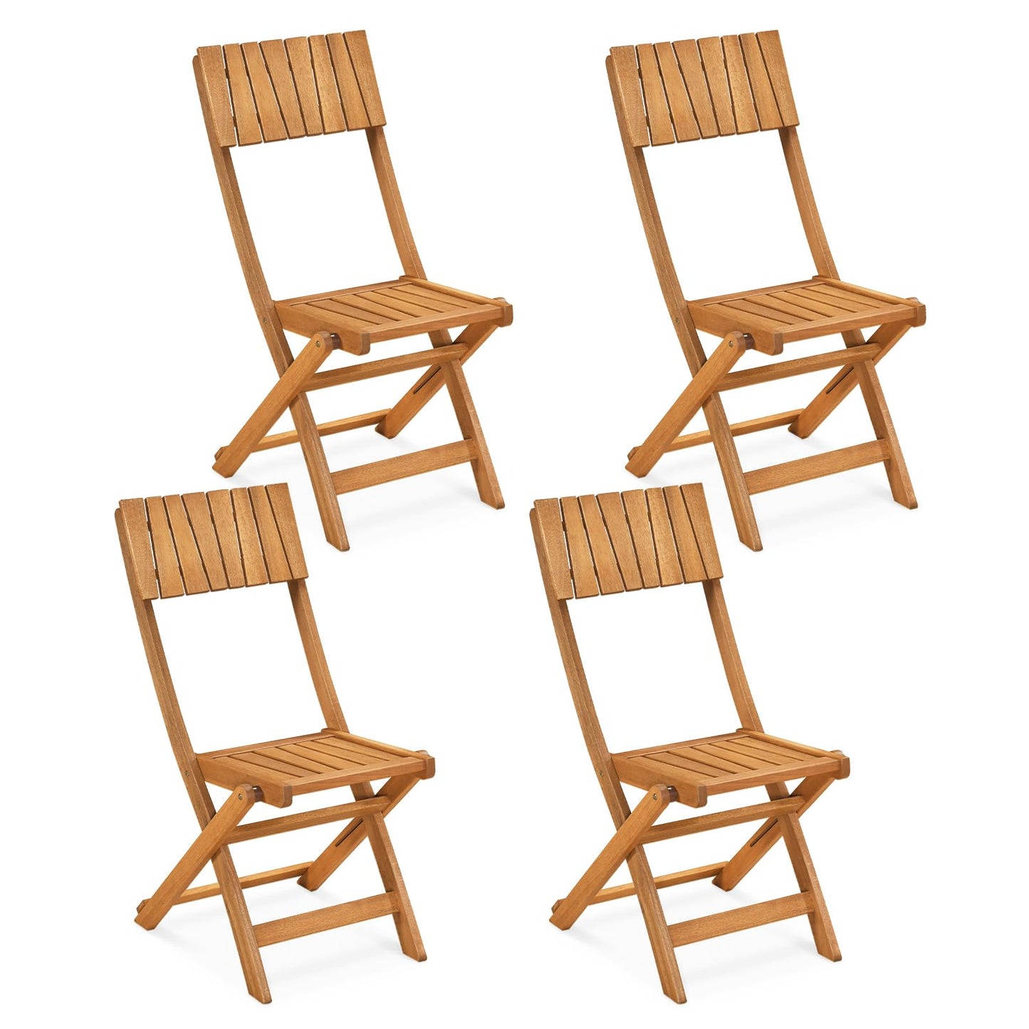 Tangkula Wood Foldable Patio Chairs Set