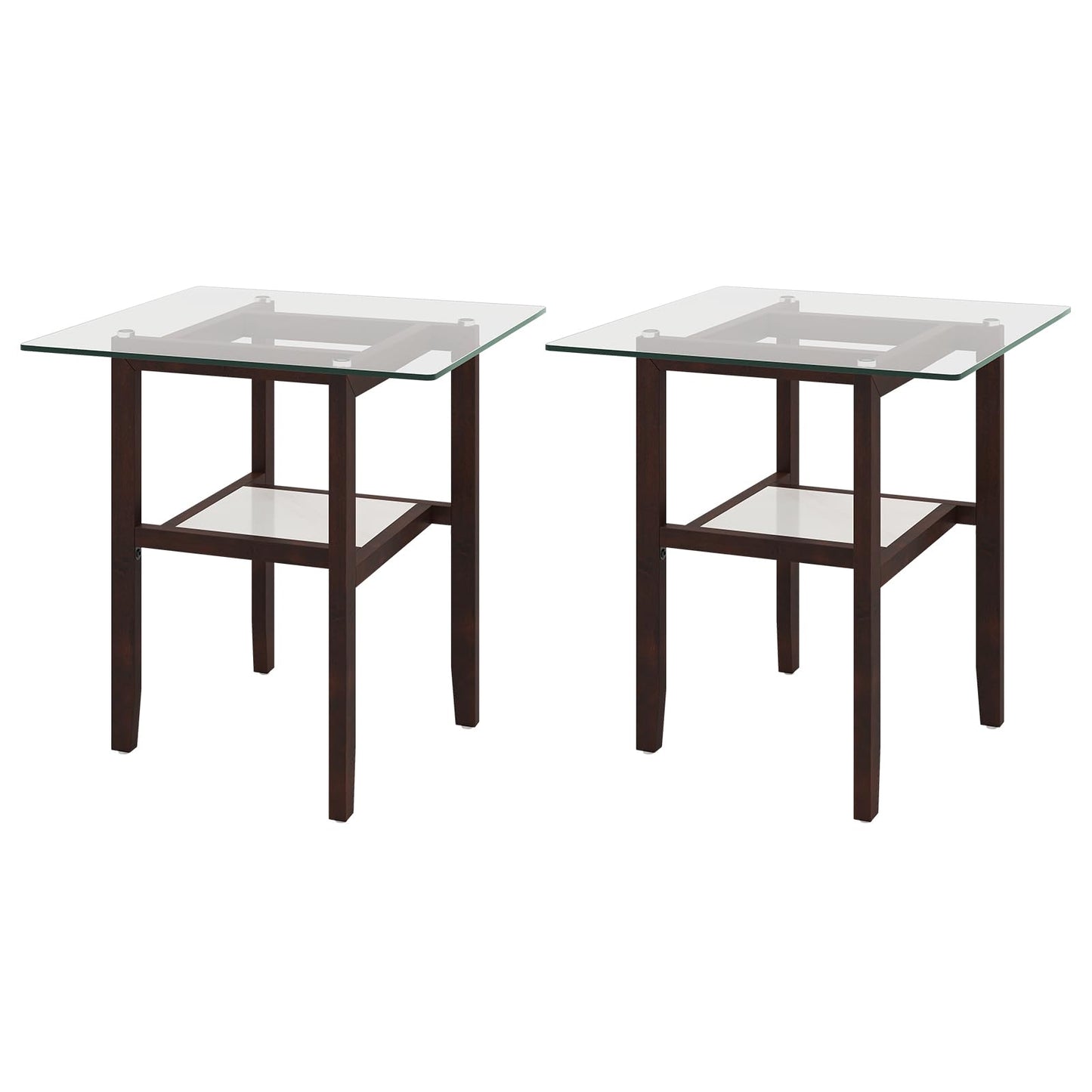 Tangkula Table d'appoint carrée en verre de 61 cm pour salon