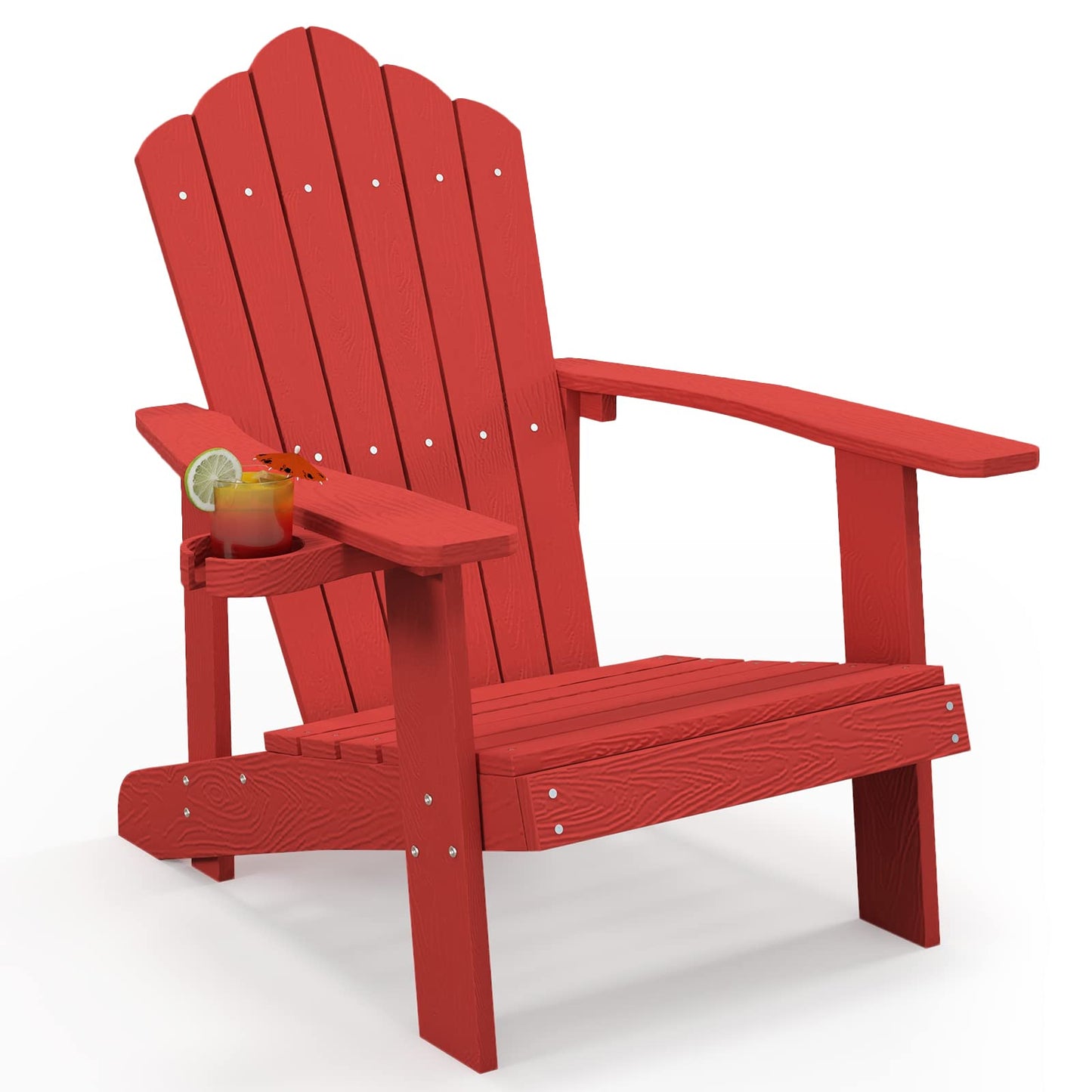 Tangkula Oversized Adirondack Chair, Patio Lounge Chairs w/Adjustable Cup Holder