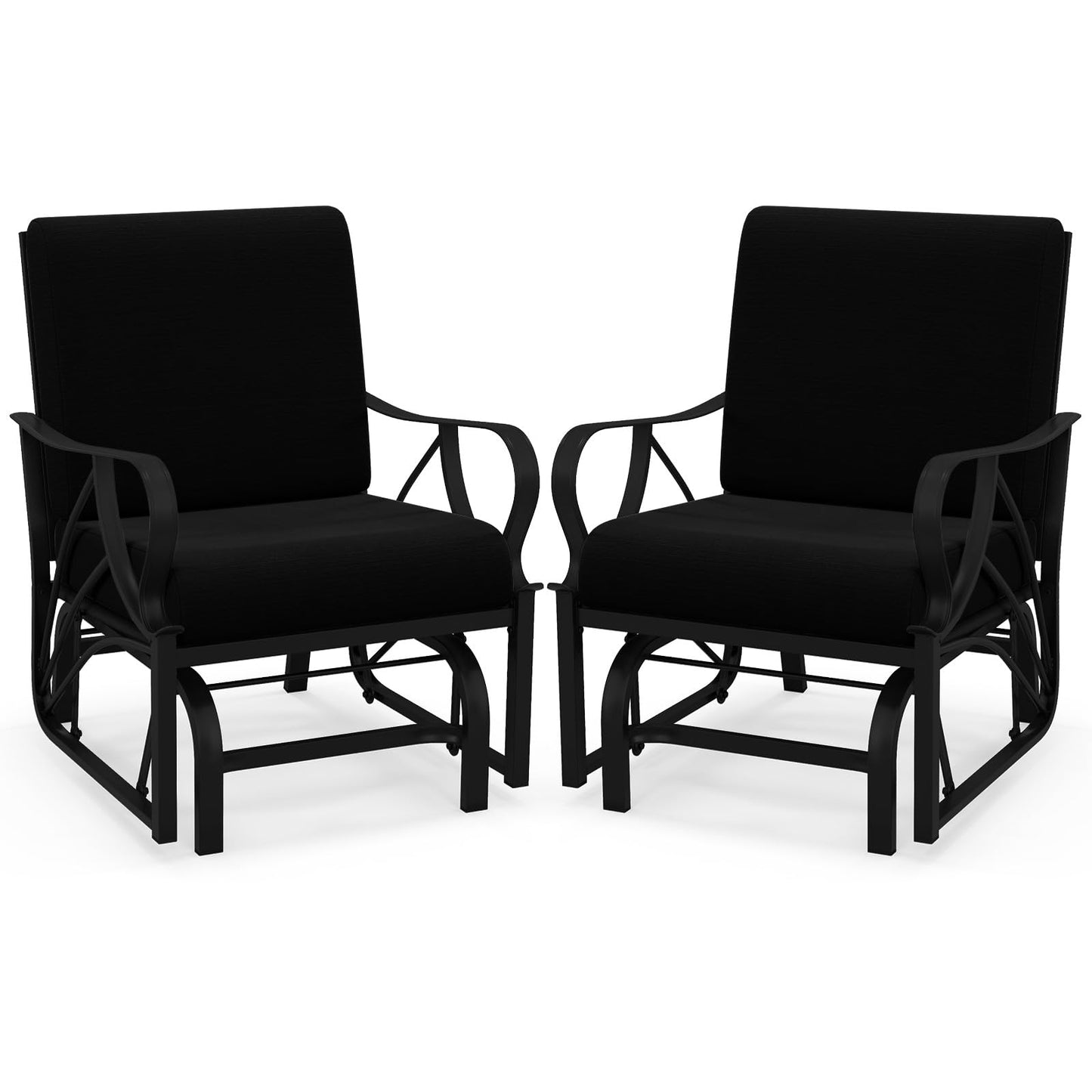 Tangkula Outdoor Patio Glider, Metal Framed Gliding Chair with Cushion
