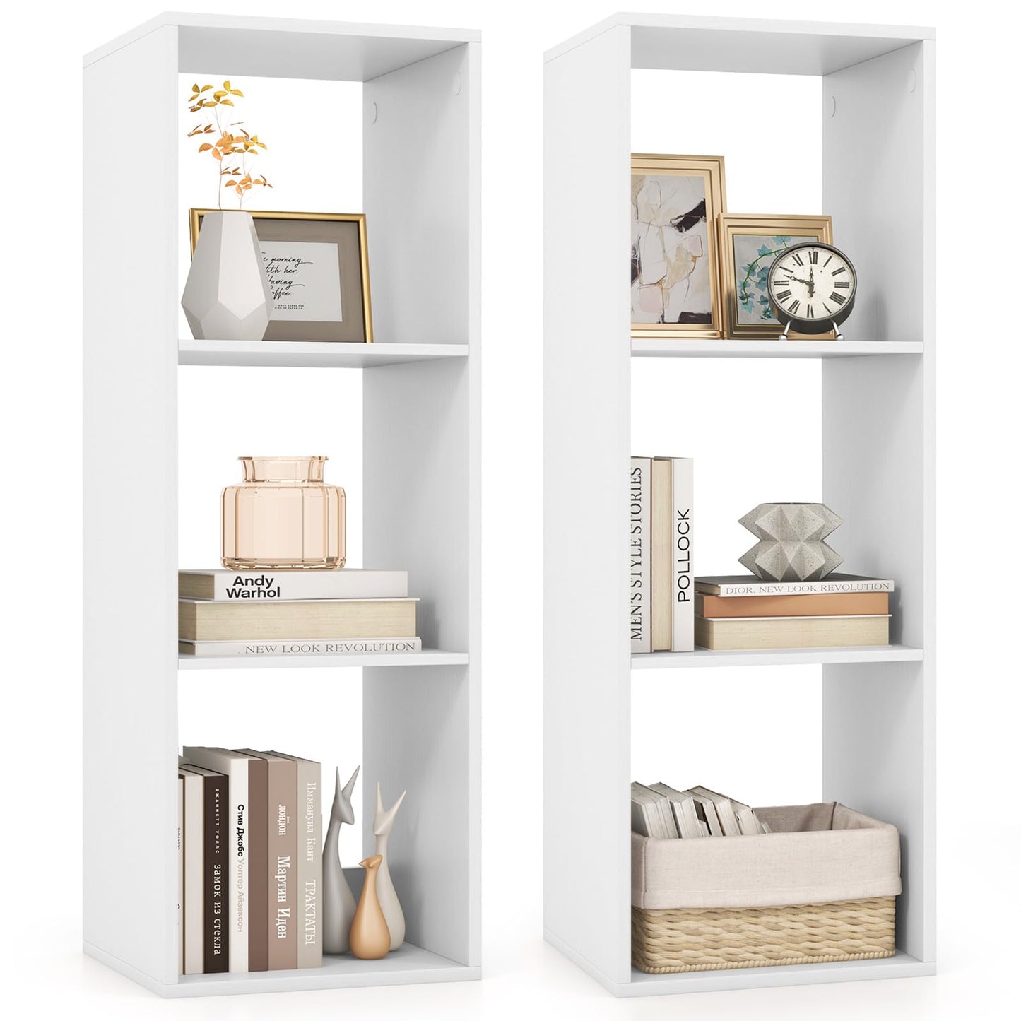 Tangkula 3-Cube Bookcase, 4-Tier Bookshelf with Open Compartments