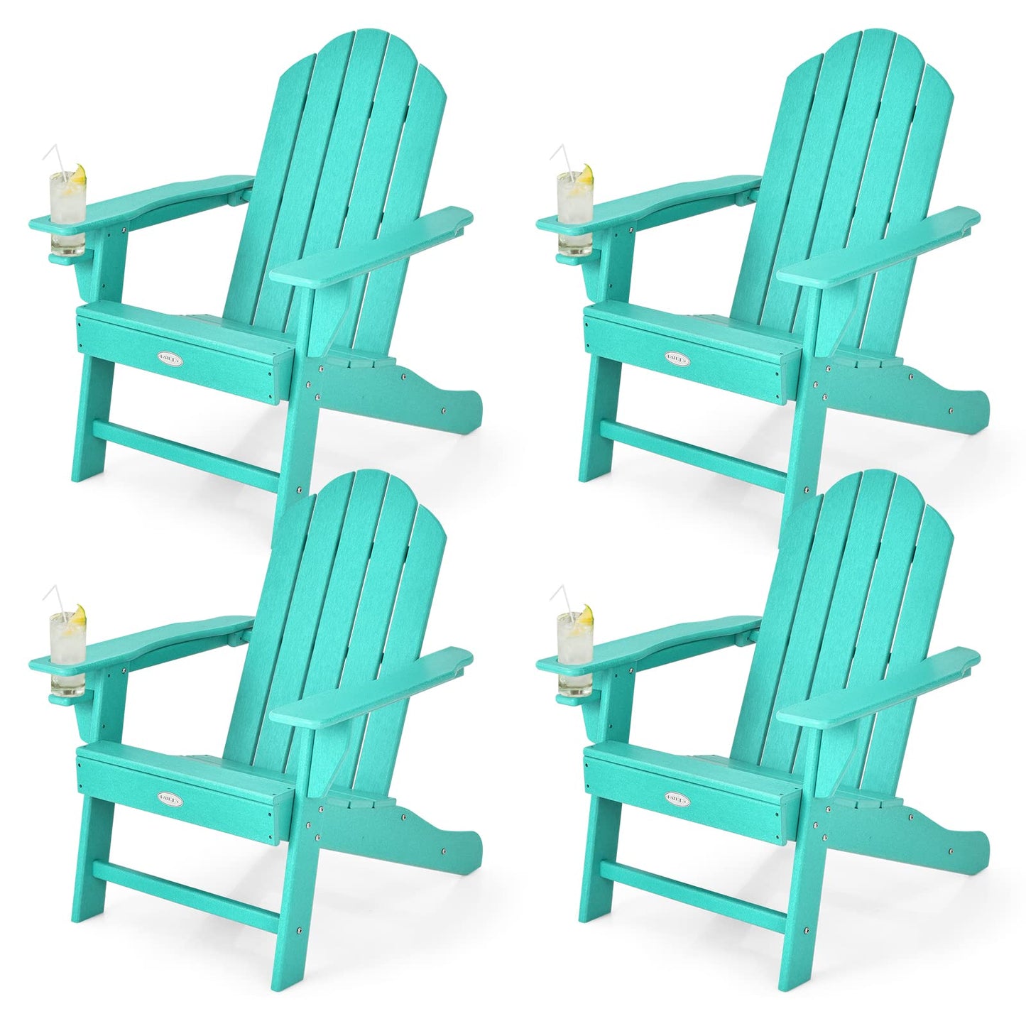 Tangkula Adirondack Chair Outdoor, Fade Resistant HDPE Armchairs with Cup Holder