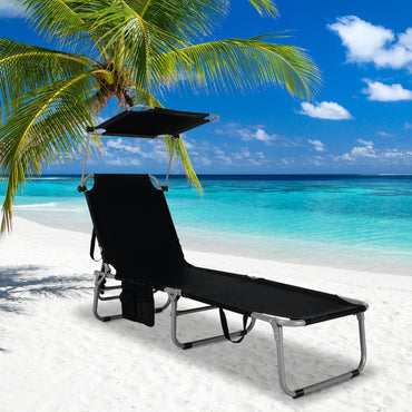 Tangkula Outdoor Folding Chaise Lounge Chair, 5-Fold Reclining Beach Chair