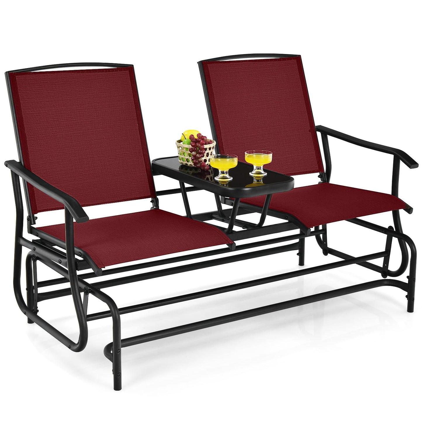 Tangkula 2 Person Swing Glider Chair, Patio Rocking Loveseat