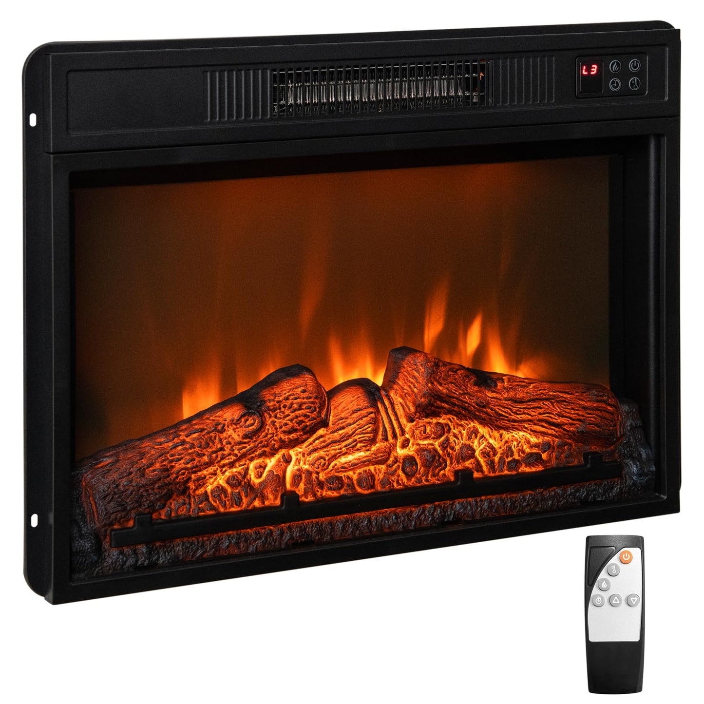 Tangkula Electric Fireplace Insert, Recessed 1400 W Electric Fireplace
