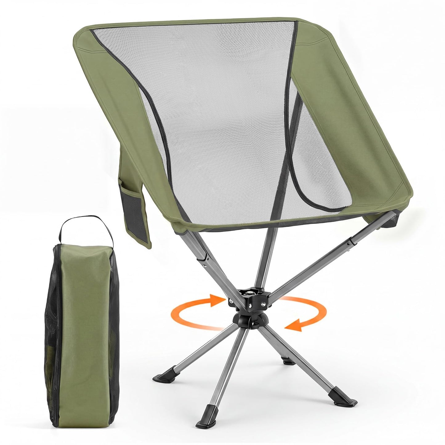 Tangkula 360° Swivel Portable Folding Camping Chair w/Carry Bag