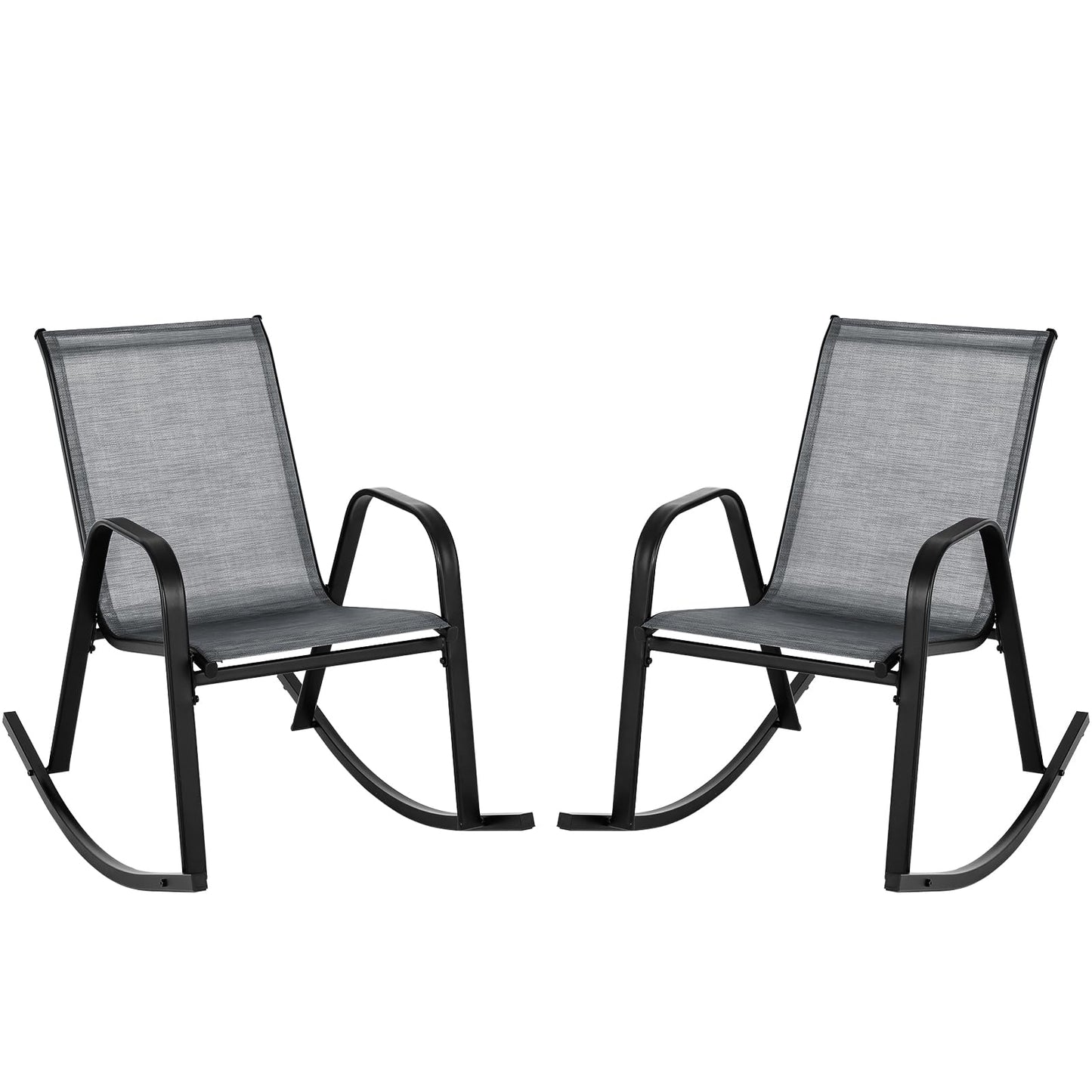 Tangkula Patio Rocking Chair Set of 2/4, Outdoor Ergonomic Rockers with Breathable Fabric Seat