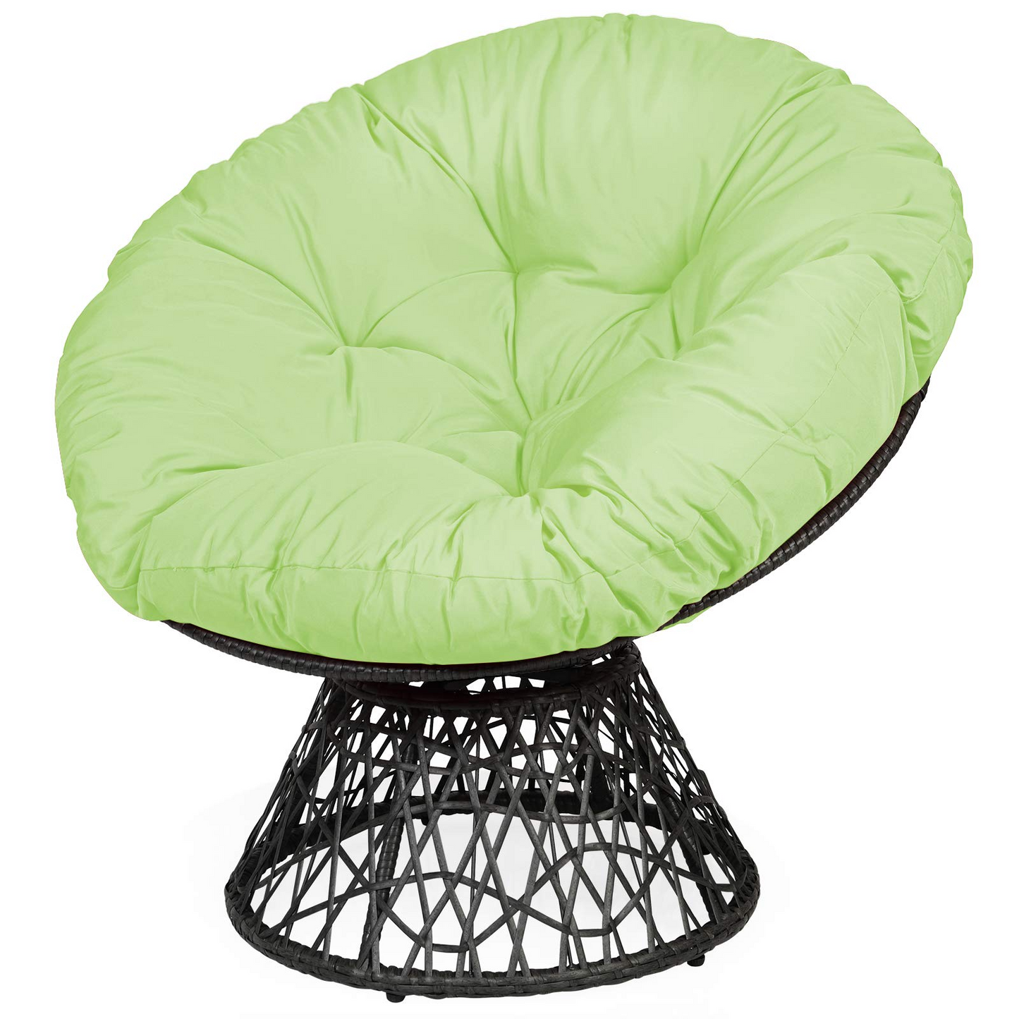 Tangkula Papasan Chair Rattan Ergonomic Chair w/ 360-degree Swivel and Soft Cushion, Solid Structure & Stable Base