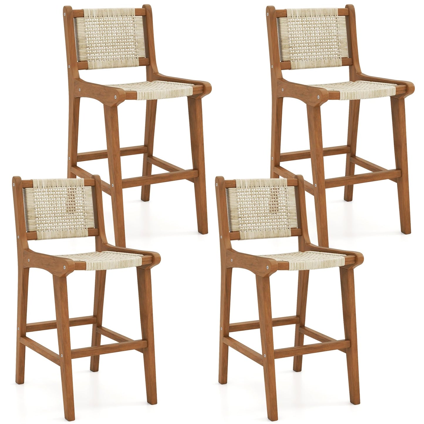 Tabouret de bar d'extérieur Tangkula à hauteur de comptoir avec dossier et repose-pieds pour balcon