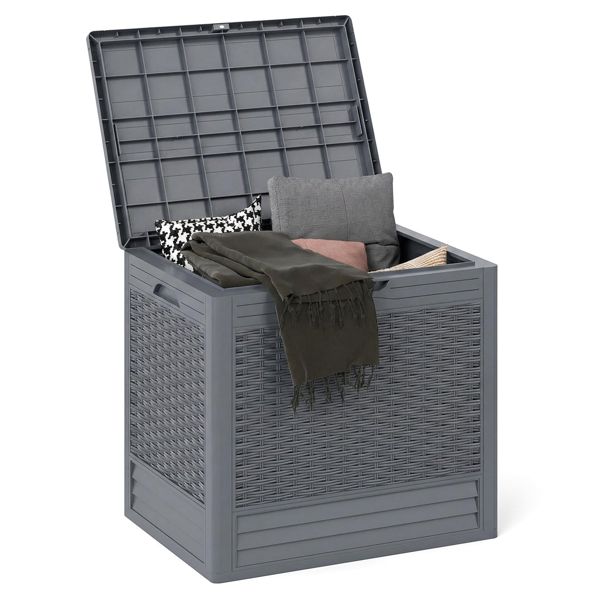 Tangkula 25 Gallon Waterproof Outdoor Storage Box with Lockable Lid