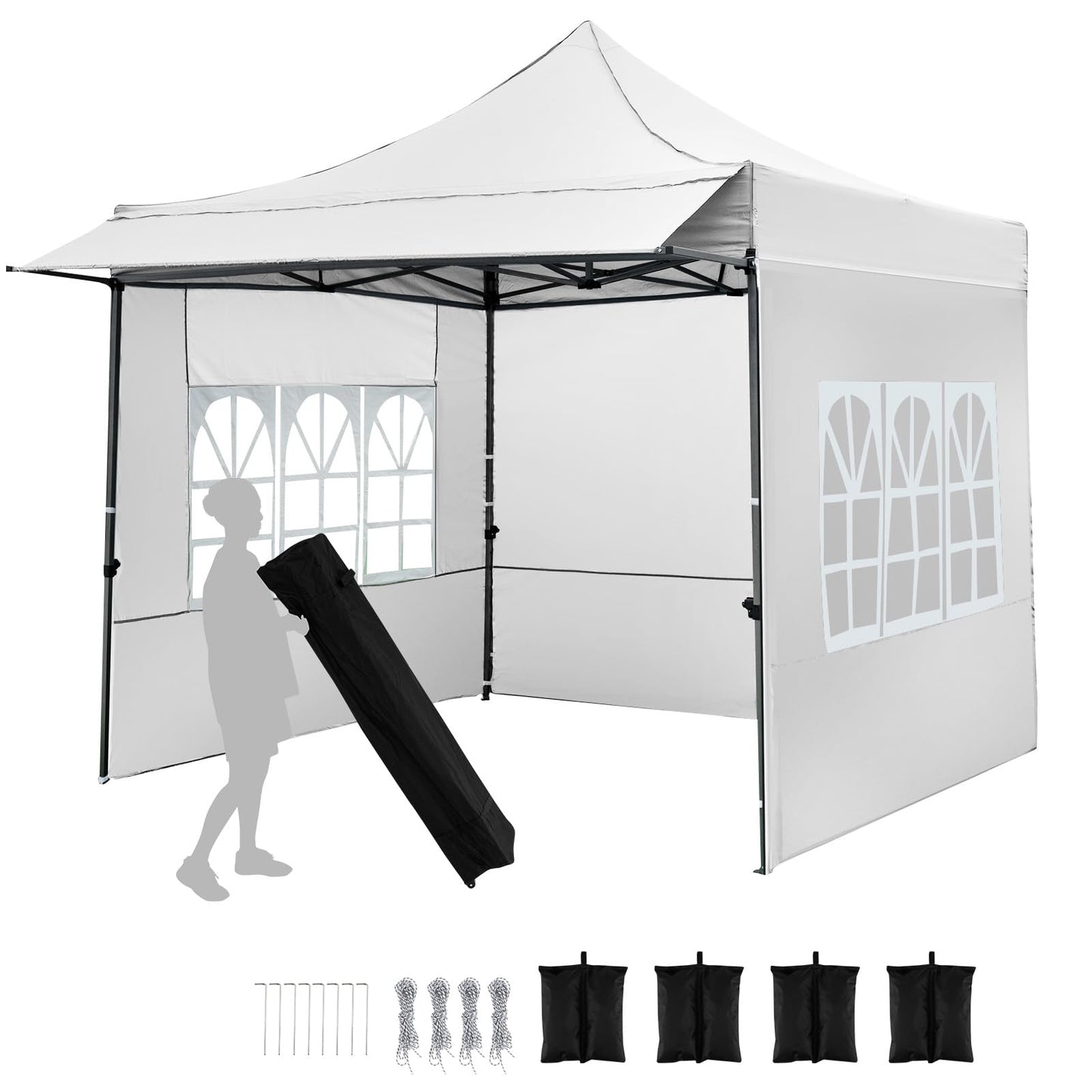 Tangkula Outdoor Tent with 3 Sidewalls & Awning for Party Picnic Event Beach Camping