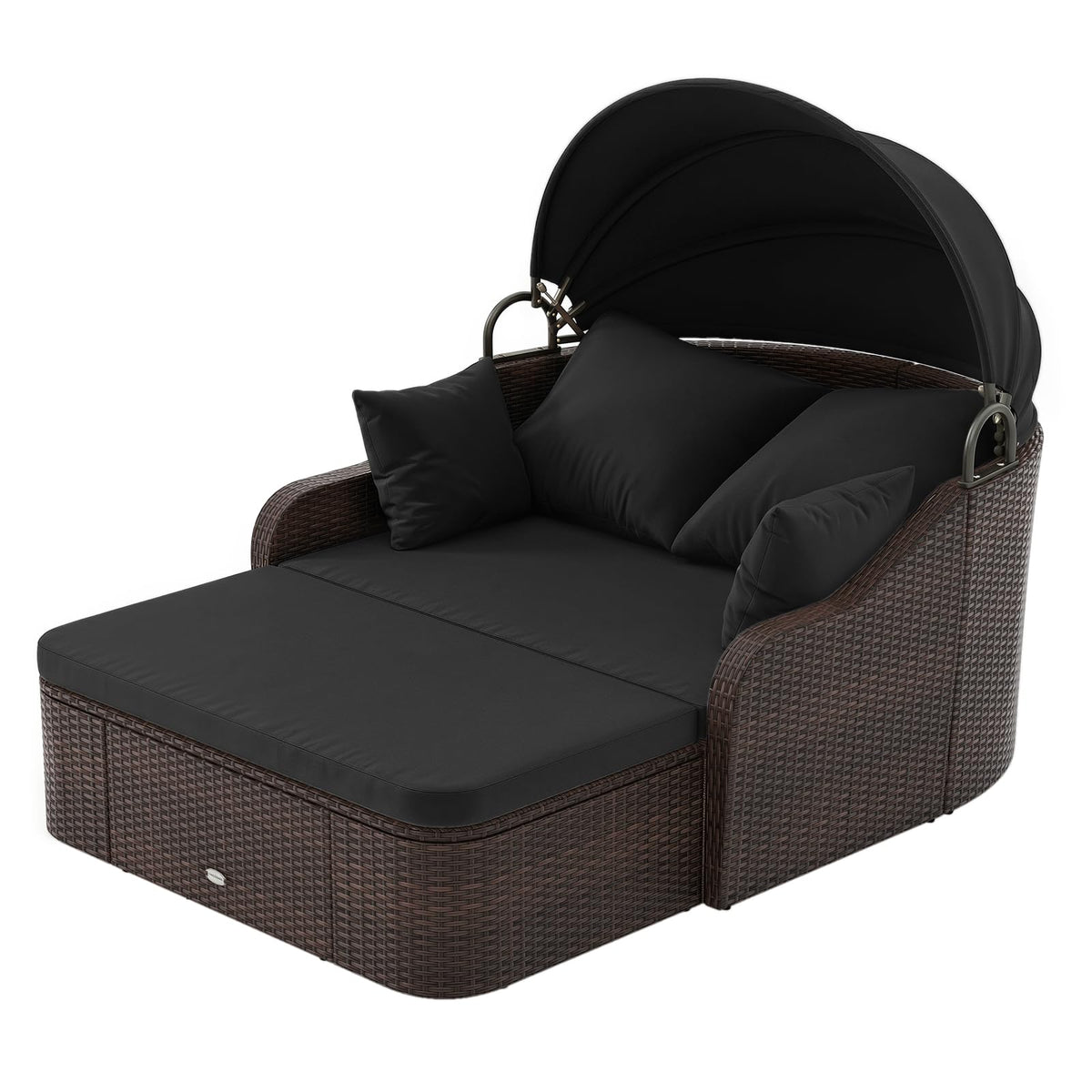 Tangkula Lit de repos de patio en rotin PE avec auvent rétractable