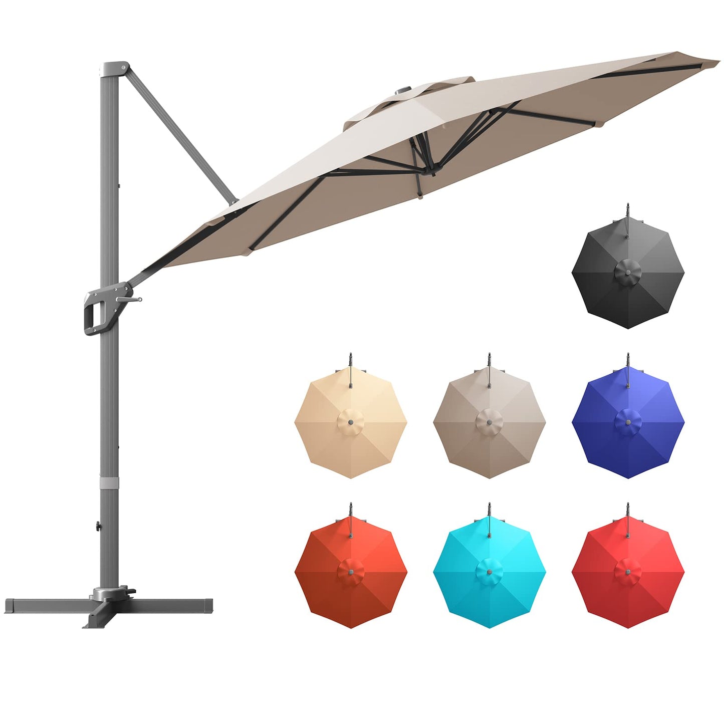 Tangkula 11 Ft Patio Cantilever Umbrella for Backyard Deck Poolside