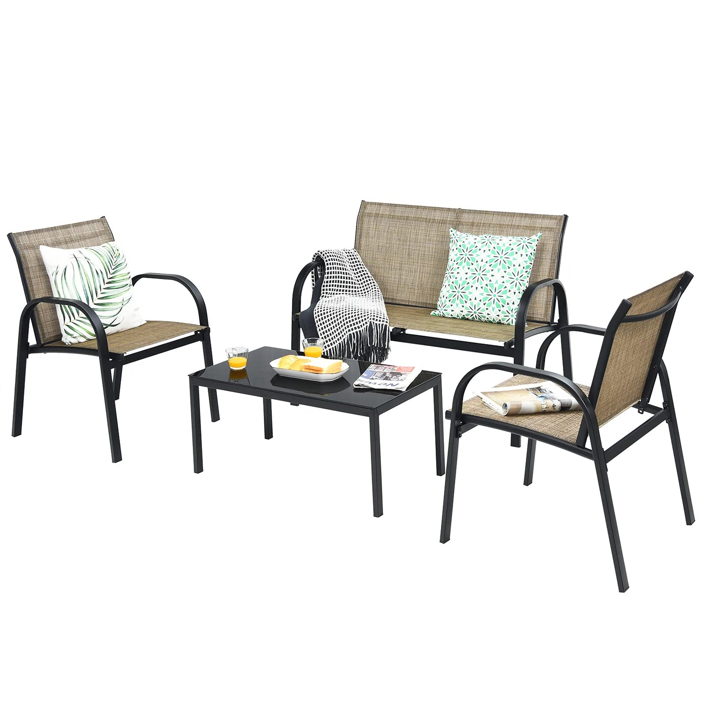 Tangkula 4 Piece Patio Furniture Outdoor Sofa