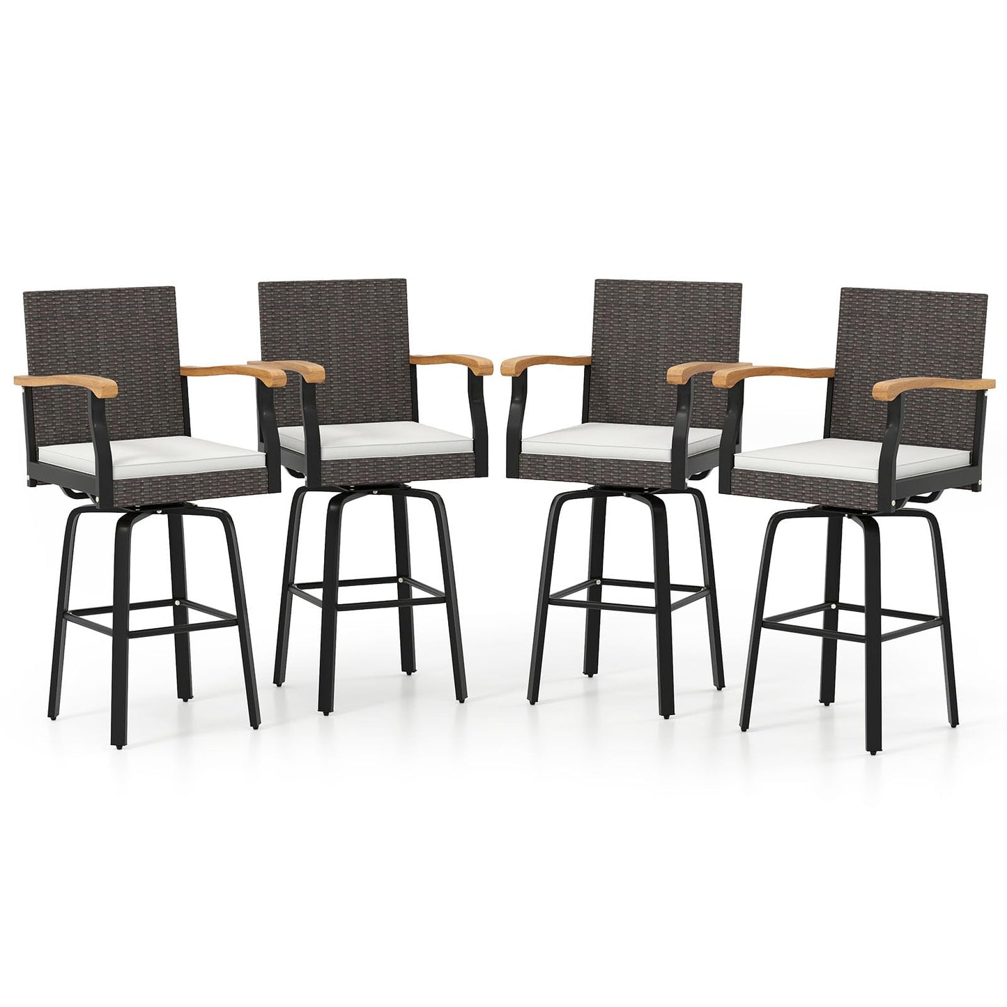 Tangkula Outdoor 360° Swivel Bar Stool for Backyard