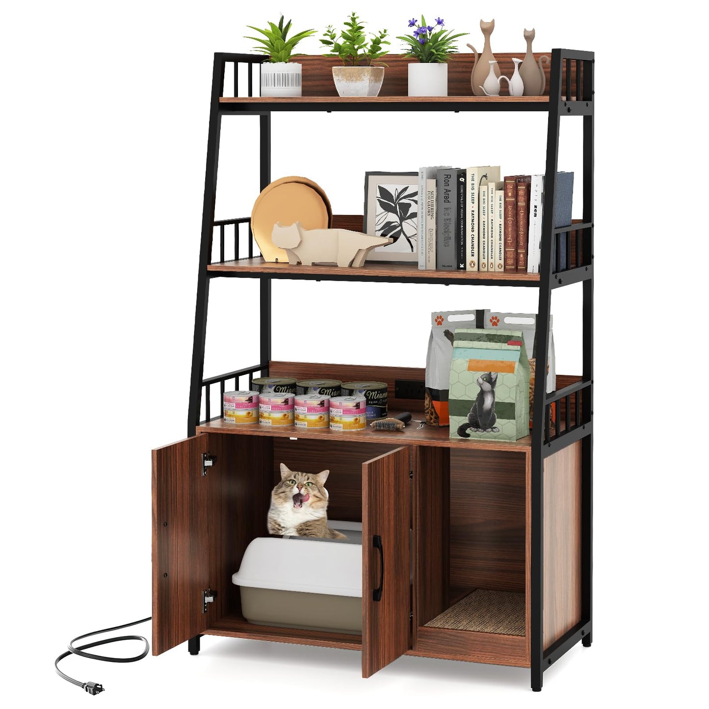 Tangkula Litter Box Enclosure with Shelves