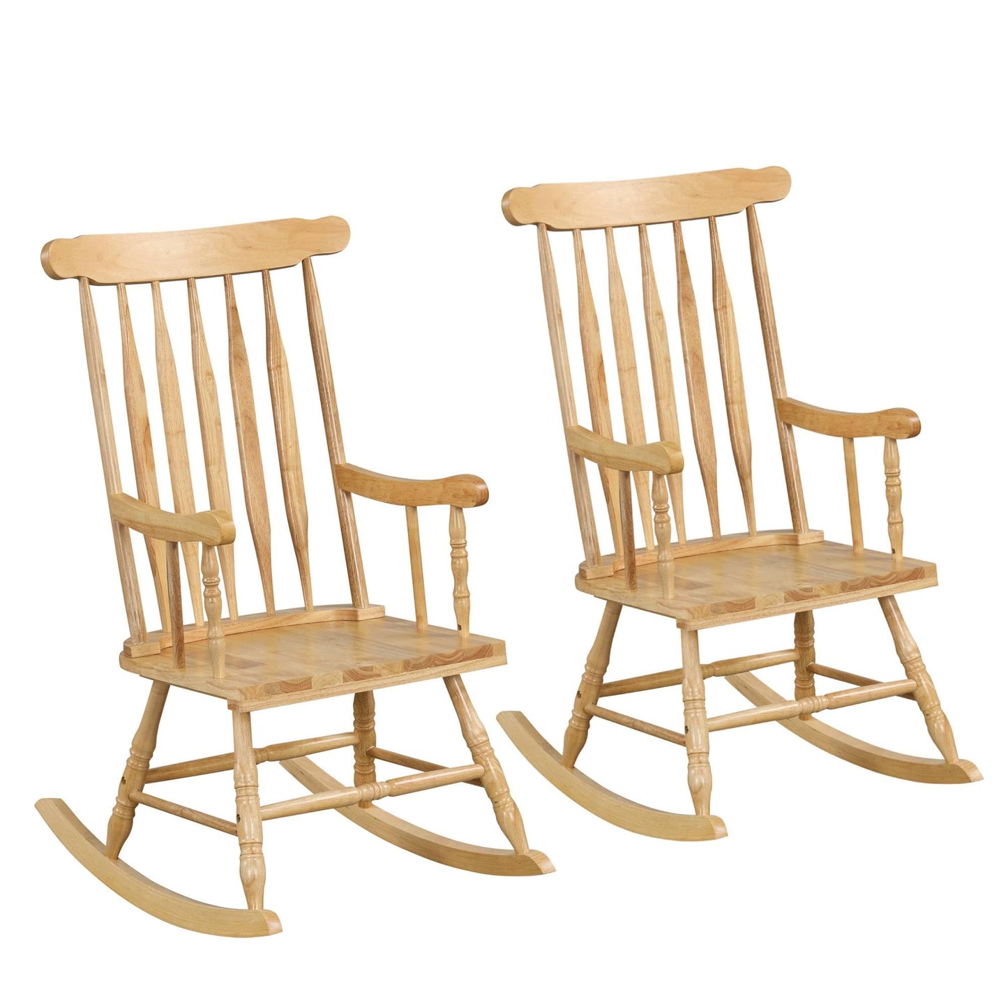 Tangkula Patio Rocking Chair Solid Wood with Rubber Wood Frame