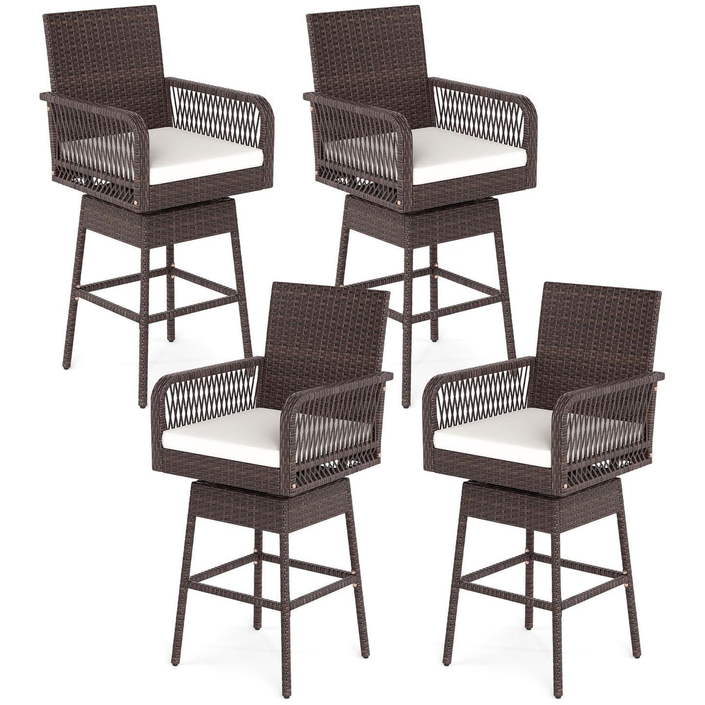 Tangkula Patio 360° Swivel Bar Stool for Backyard