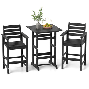 Tangkula 3-Piece Patio HDPE Bar Set