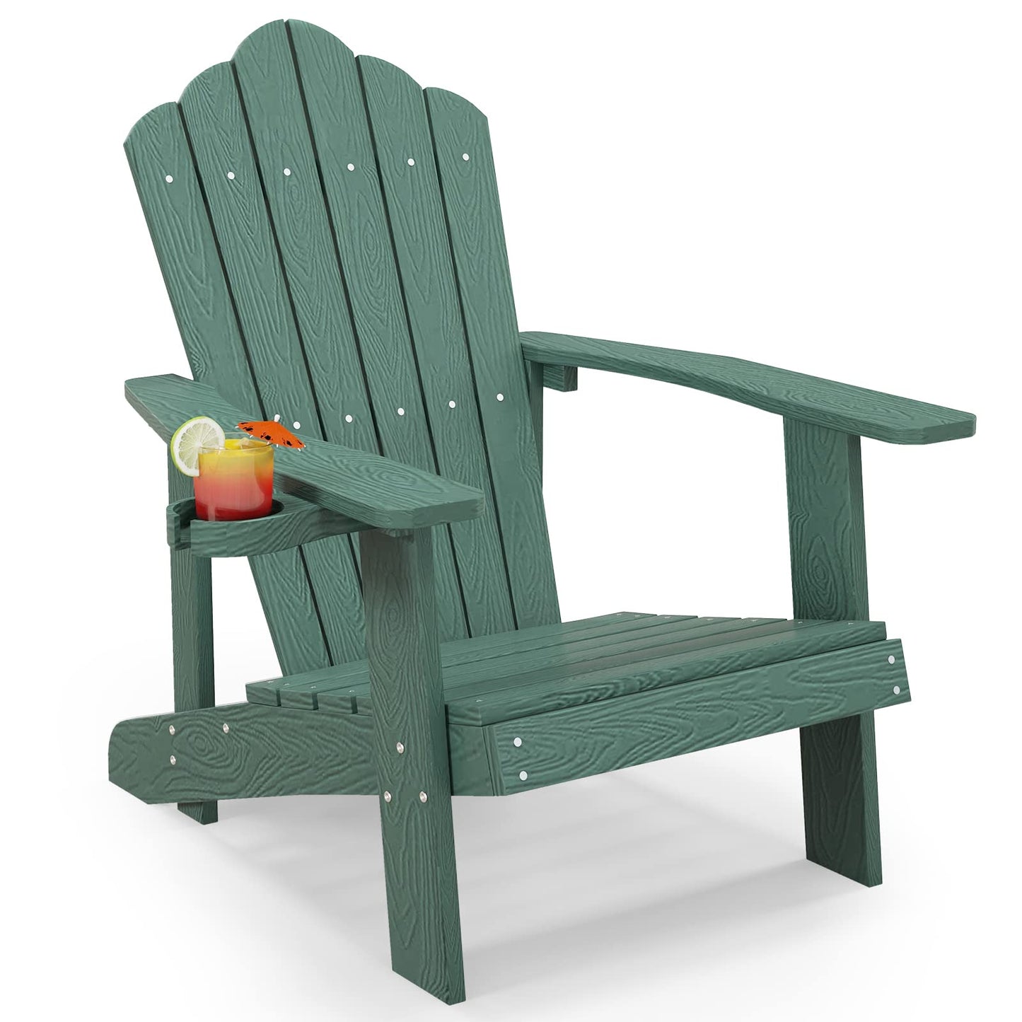 Tangkula Oversized Adirondack Chair, Patio Lounge Chairs w/Adjustable Cup Holder