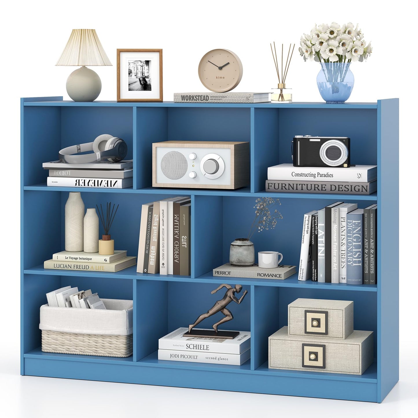Tangkula 8-Cube Bookcase, Wood 3 Tier Open Storage Bookshelf, Modern Multipurpose Display Cabinet