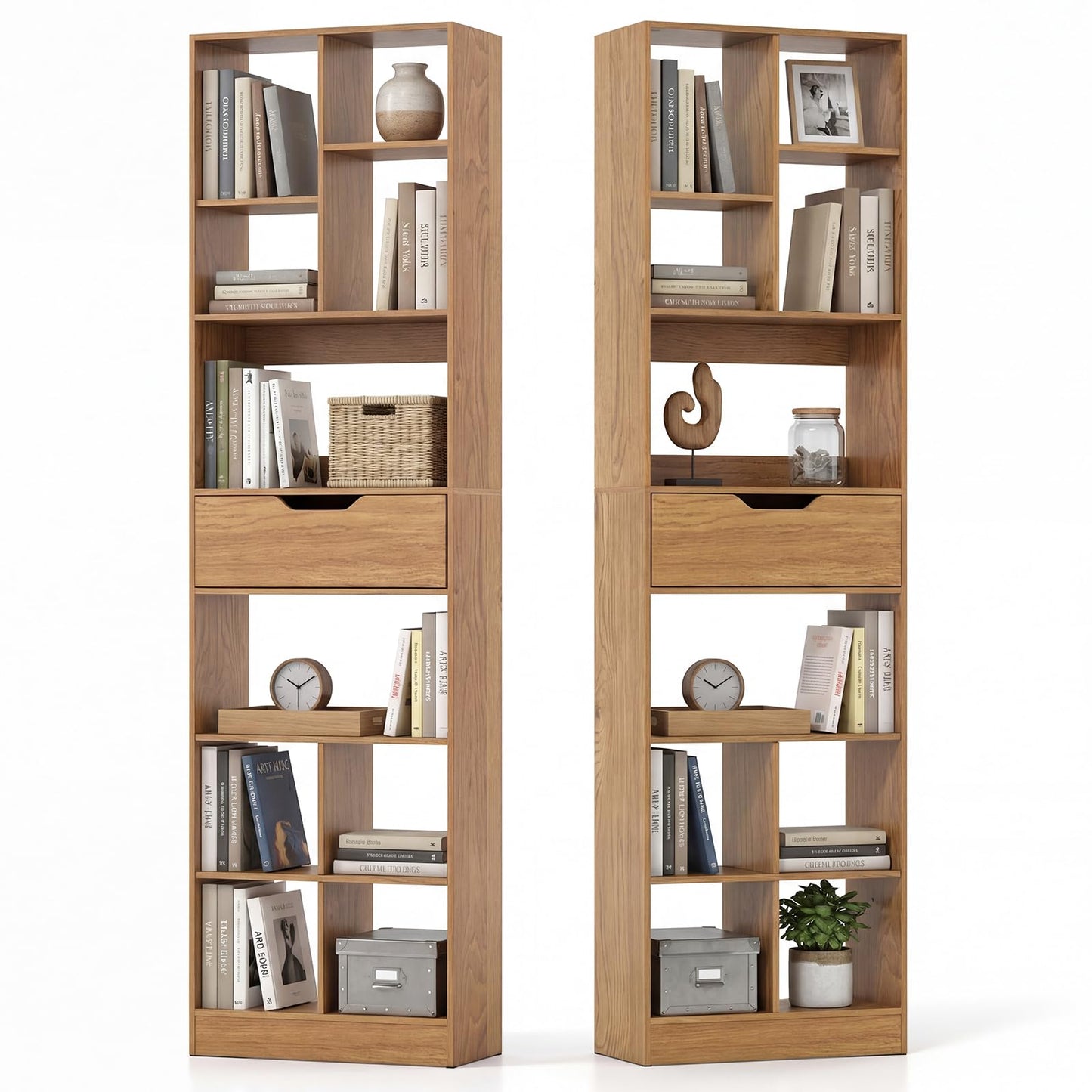 Tangkula 71” Tall Open Bookcase with Drawer 10-Cube Display Storage Cabinet Organizer(1/2)