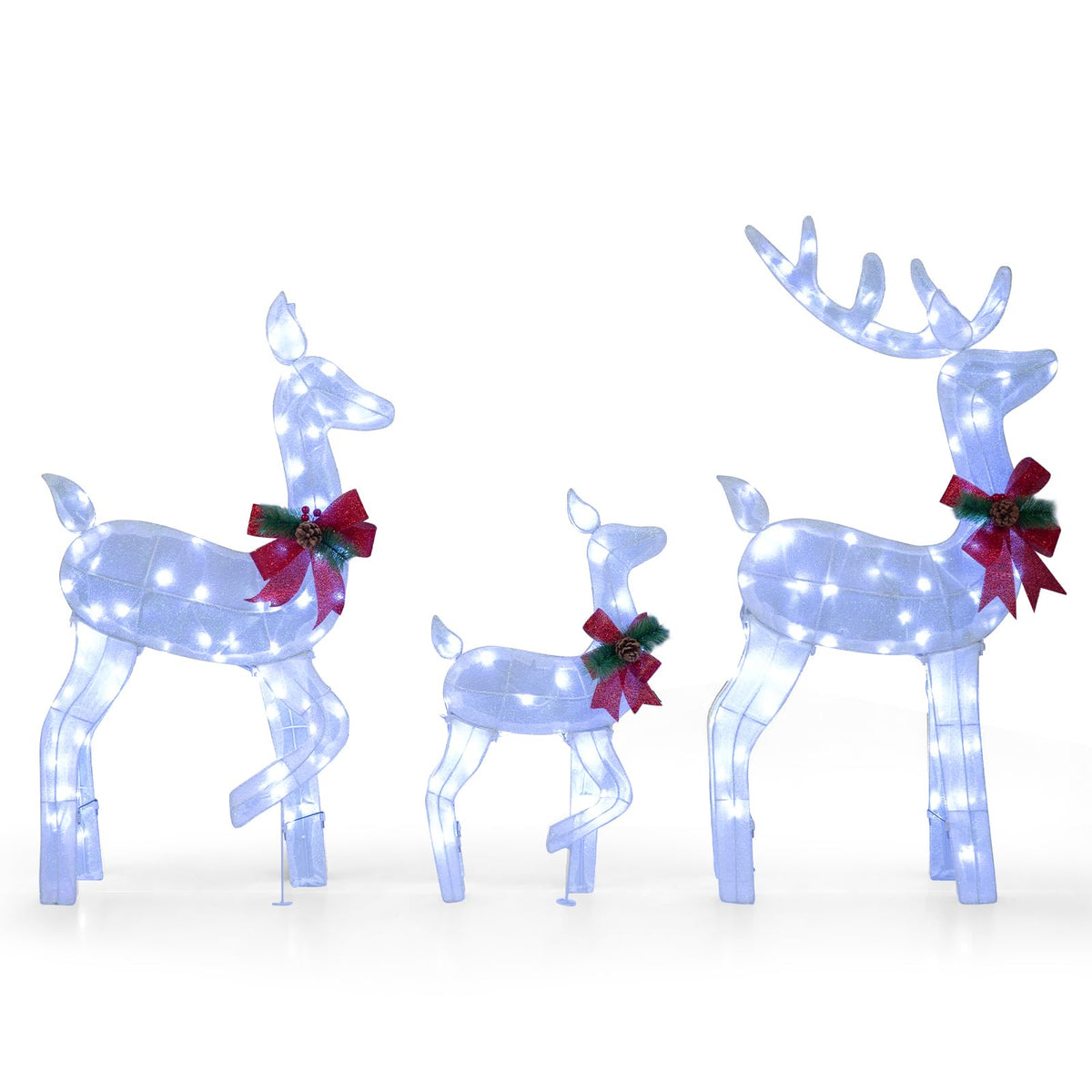 Tangkula 3 PCS Christmas Lighted Reindeer Family Set