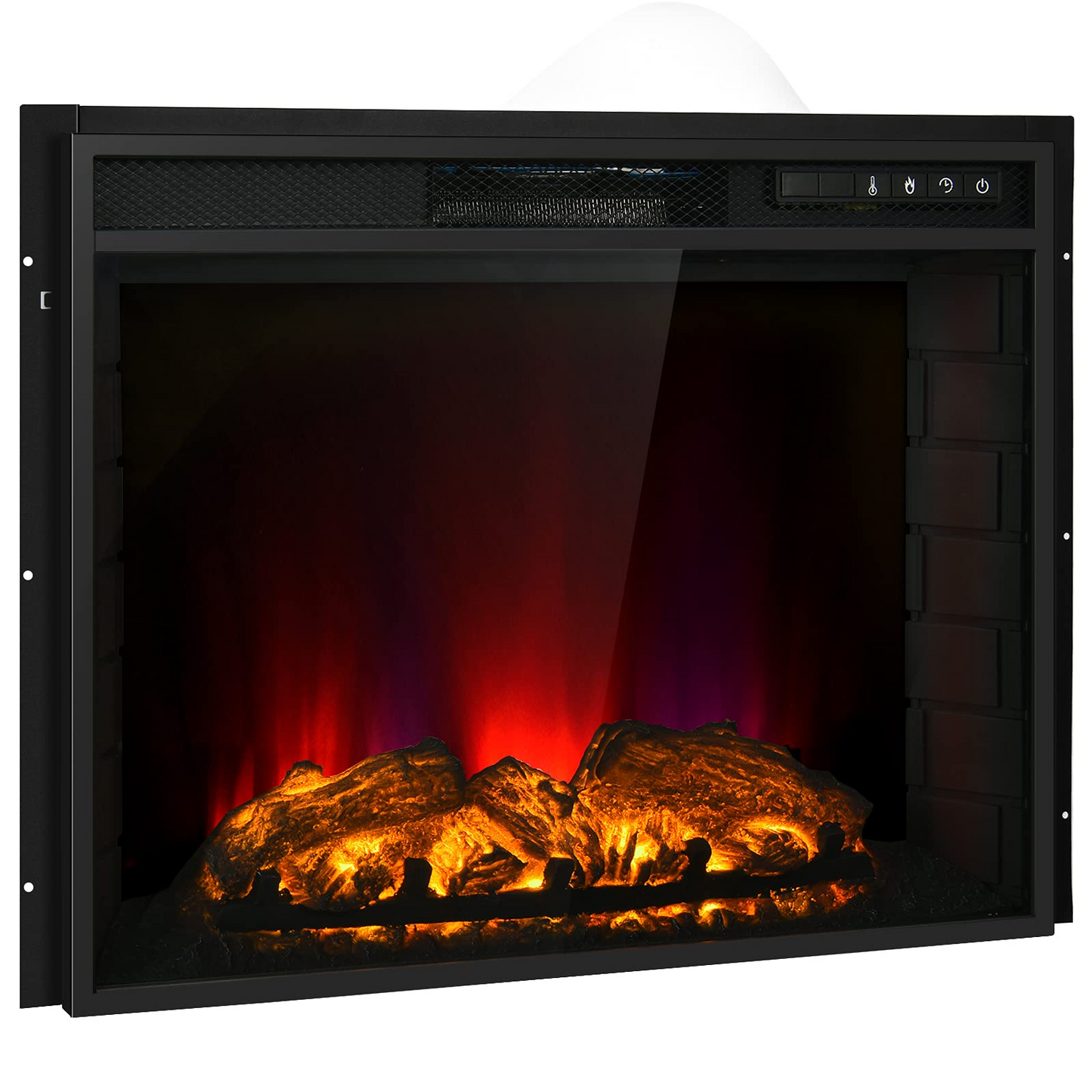 Tangkula Recessed Electric Fireplace, 26 Inch Fireplace with Adjustable Flame Brightness, LED Screen & Remote Control with Timer