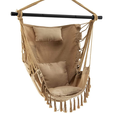 Tangkula Hammock Chair Hanging Rope Swing with Head Pillow