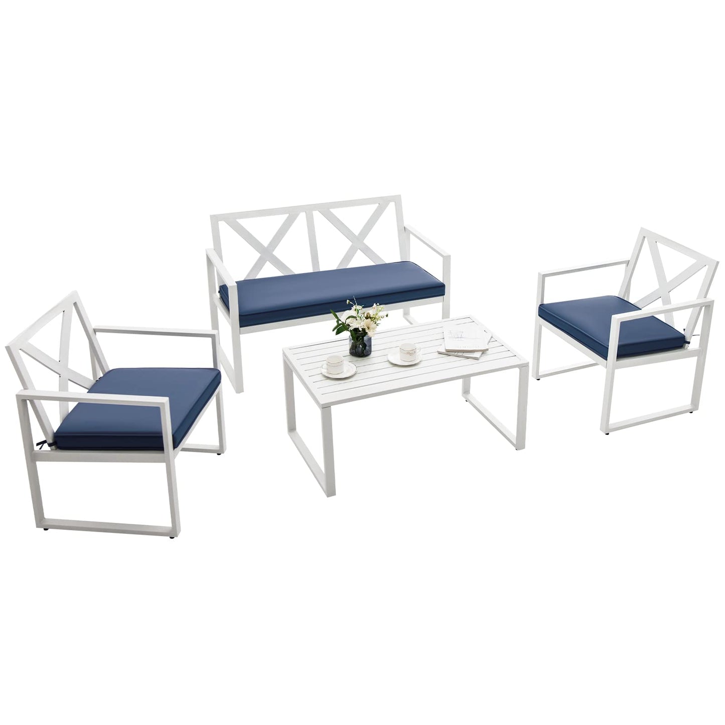 Tangkula 4 Pieces Outdoor Conversation Set