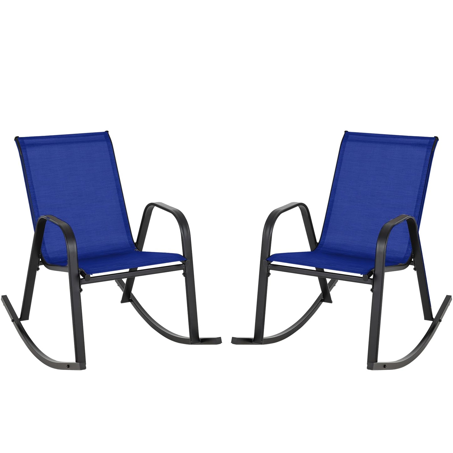 Tangkula Patio Rocking Chair Set of 2/4, Outdoor Ergonomic Rockers with Breathable Fabric Seat